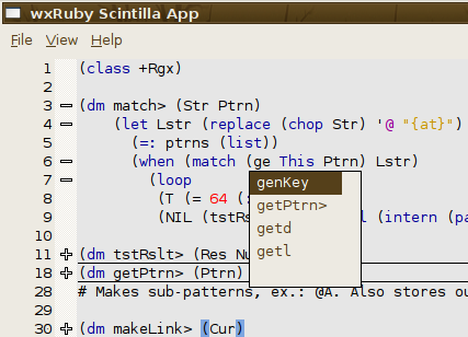 WxRuby Scintilla auto complete